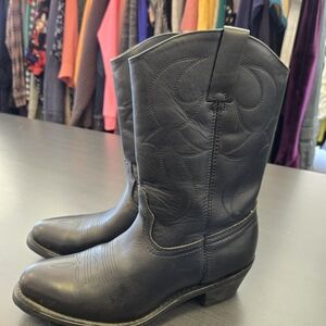 Classic Black Leather Men's Cowboy Boots